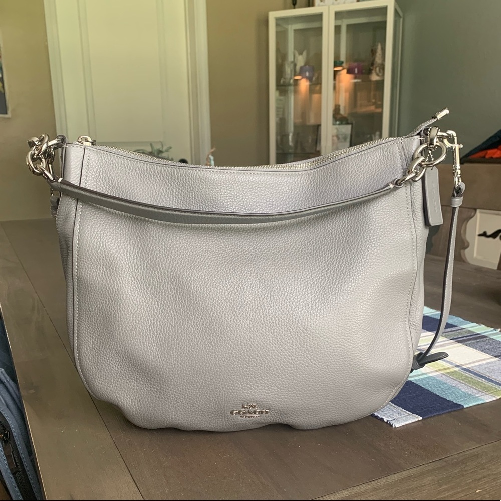 Coach leather hobo shoulder crossbody bag Gray EUC barely used